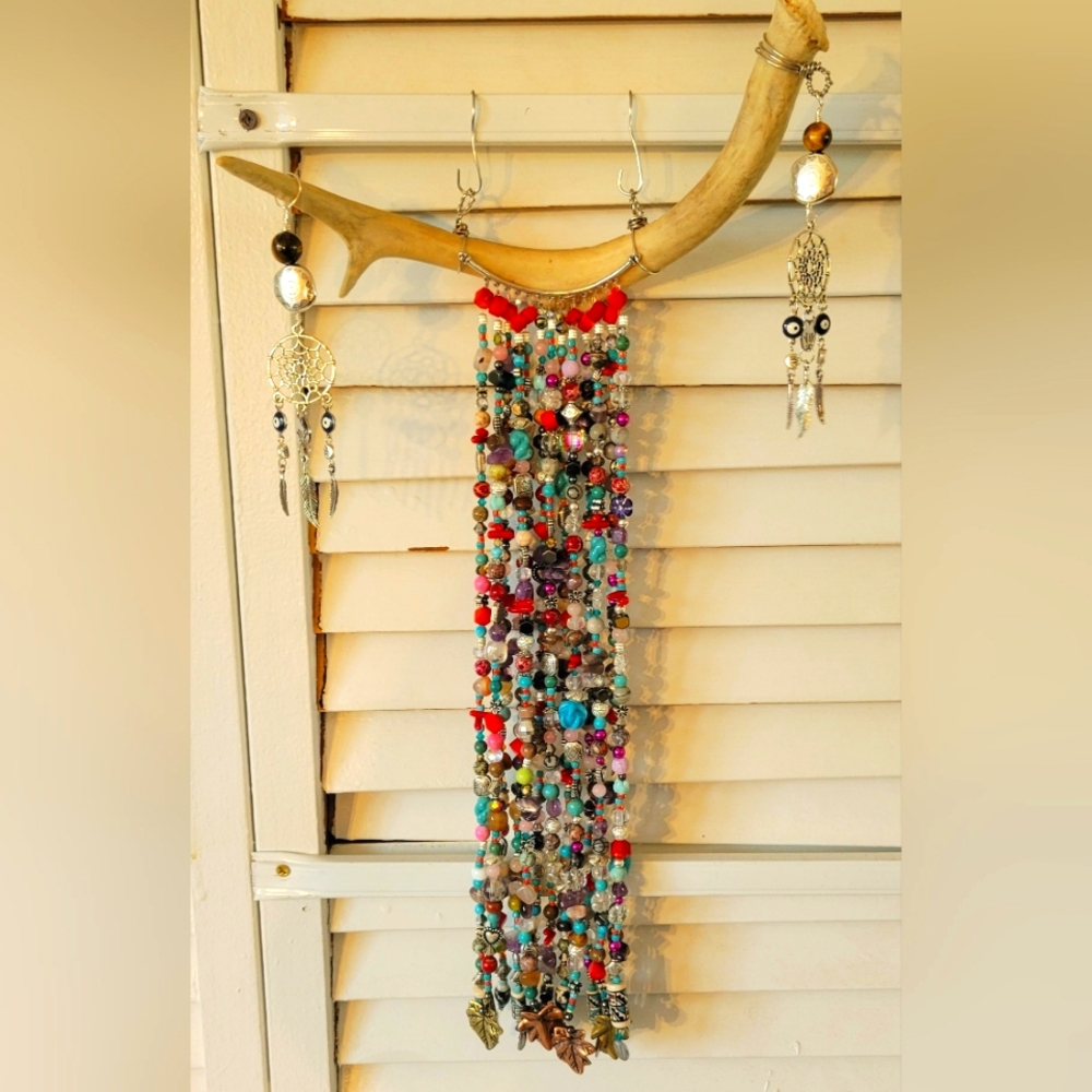 Deer Antler Gemstone Beaded Curtain